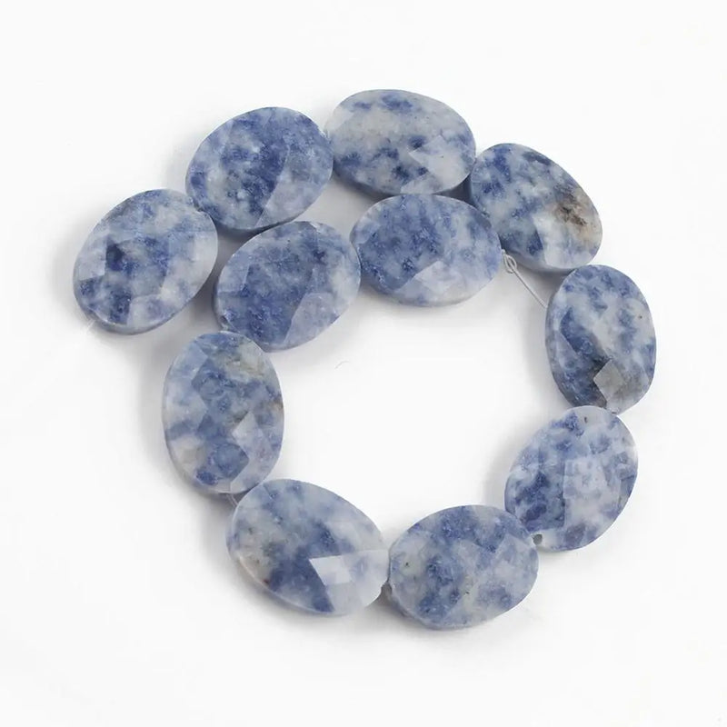 Faceted Oval Stone Beads for Jewelry Making DIY Bracelet 11pcs