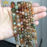 Faceted Peacock Agate Beads Loose Stone for Jewelry Making 15'' Strands
