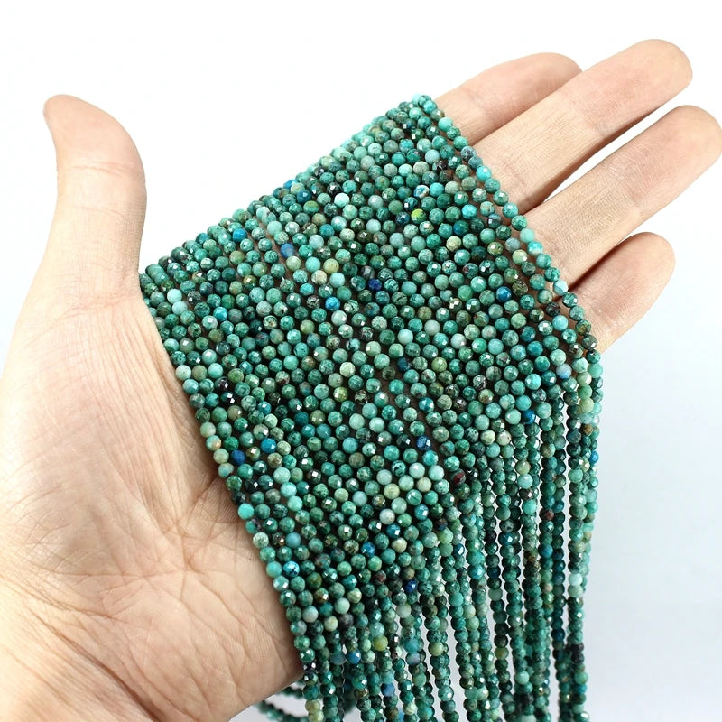 Faceted Phoenix Chrysocolla Seed Beads 2/3/4MM High Loose Round Beads