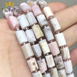 Pink Opal Stone Beads Cylinder Spacer for Jewelry Making