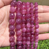 Faceted Pink Tourmaline Jades Stone Beads Round Loose Spacer Beads 6/8/10mm