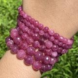 Faceted Pink Tourmaline Jades Stone Beads Round Loose Spacer Beads 6/8/10mm