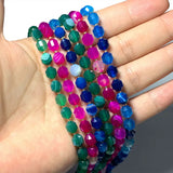 Faceted Striped Agate Stone Beads Green Red Round 5*6 / 7*8MM