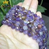 Purple Ghost Stone Quartz Crystal Beads for Jewelry Making 7.5 inches
