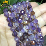 Purple Ghost Stone Quartz Crystal Beads for Jewelry Making 7.5 inches