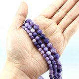 6-10MM Natural Faceted Purple Lepidolite Round Loose Beads