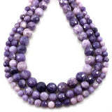 6-10MM Natural Faceted Purple Lepidolite Round Loose Beads