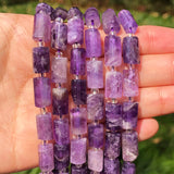 Faceted Purple Quartz Crystal Gem Stone Beads Cylinder Spacer for Jewelry Making