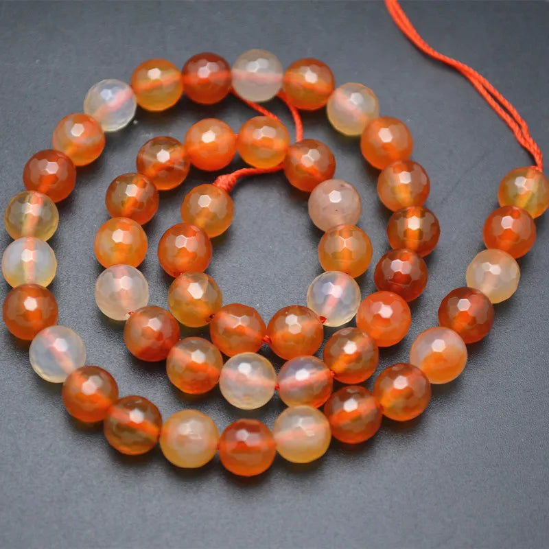 Faceted Red Carnelian Agate Stone Beads 4mm-12mm