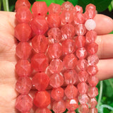 Faceted Red Cherry Crystal Stone Beads Round Loose Spacer DIY Bracelet 15''