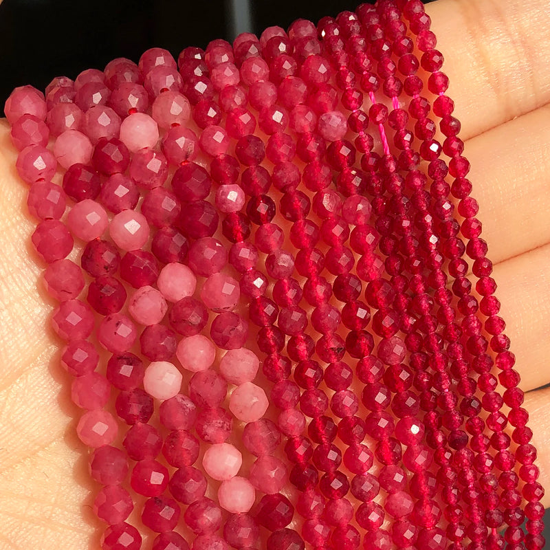 Natural Faceted Red Sapphire Stones 2-4mm Loose Spacer Beads