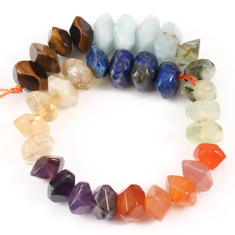 Faceted Agates Lapis Aquamarinas Citrine Stone Chakra Spacer Beads