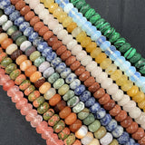 6*10MM Natural Faceted Rondelle Stone Agates Jaspers Spacer Loose Beads