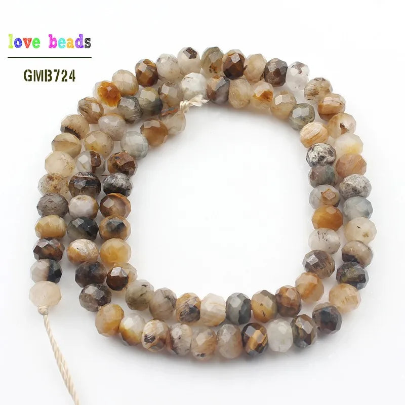 Faceted Rondelle Stone Beads 4*6mm Rose Quartzs Jaspers Amazonite 15'' Strand