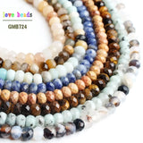 Faceted Rondelle Stone Beads 4*6mm Rose Quartzs Jaspers Amazonite 15'' Strand