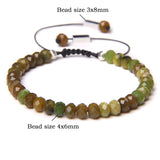 Faceted Rondelle Stone Bracelet Green Agates Tiger Eye Crystal
