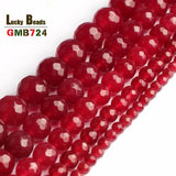 Faceted Round Chalcedony Beads for Bracelet Necklace DIY Jewelry