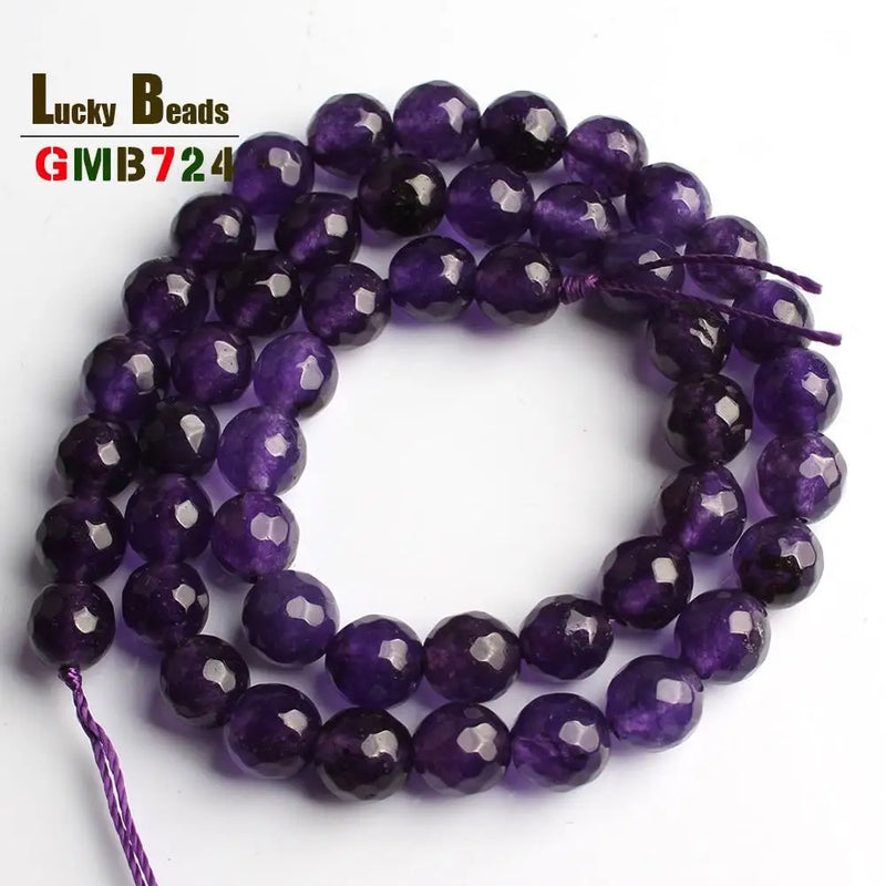 Faceted Round Chalcedony Beads for Bracelet Necklace DIY Jewelry