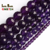 Faceted Round Chalcedony Beads for Bracelet Necklace DIY Jewelry