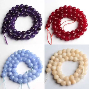 Faceted Round Chalcedony Beads for Bracelet Necklace DIY Jewelry