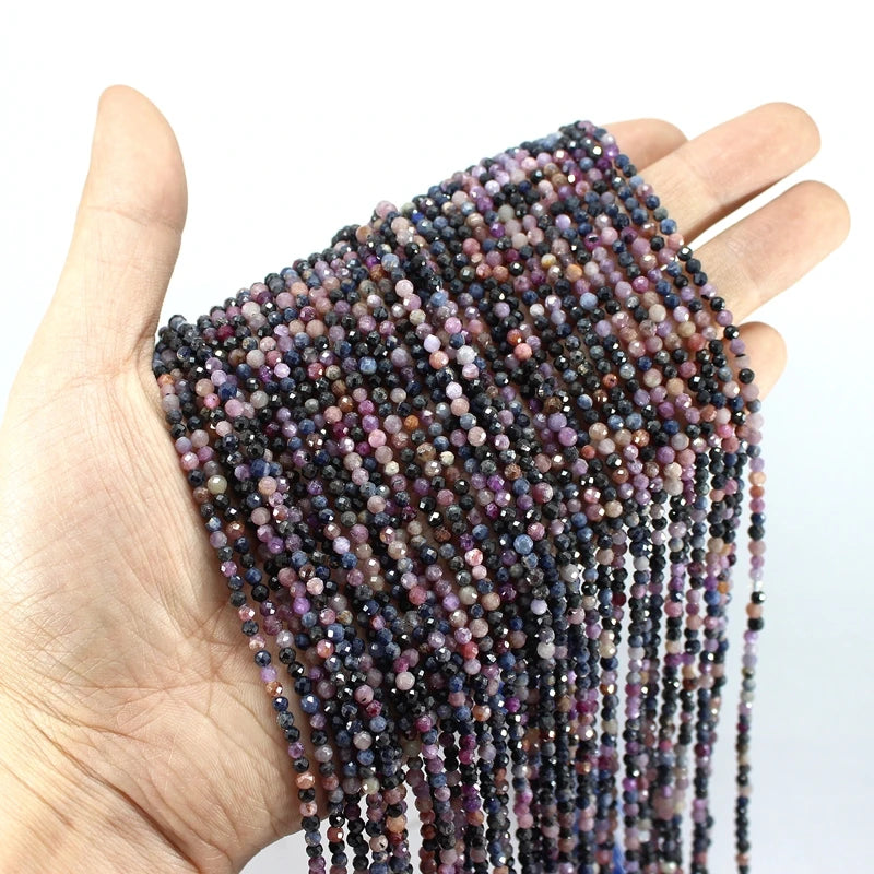 Faceted Ruby Sapphire Loose Round Stone Beads 2/3/4MM DIY Jewelry Making
