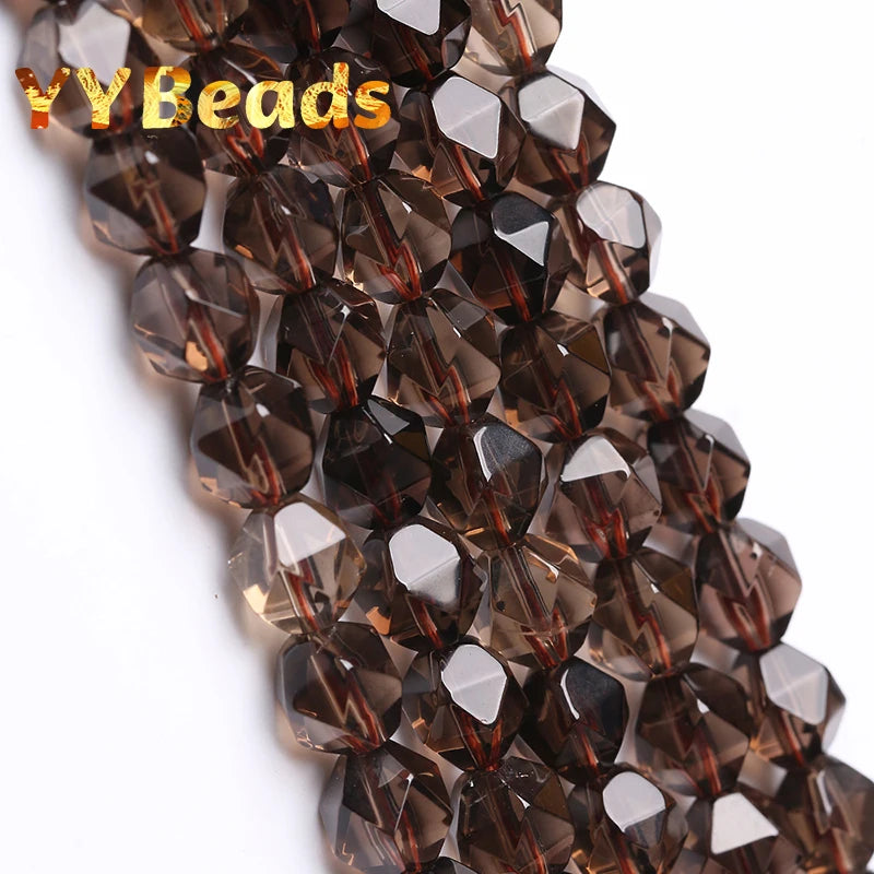 Faceted Smoky Crystal Quartz Beads for Jewelry Making 6-10mm