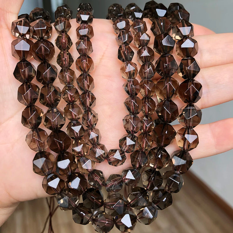 Natural Smoky Quartz Crystal Stone Beads for Jewelry Making