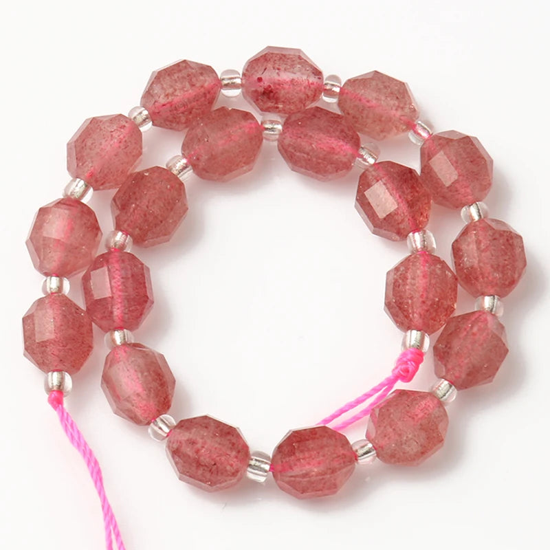 Natural Faceted Stone Beads Epidotes Amethyst Quartz Agate Amazonite 7.5''