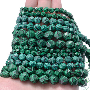 Green Malachite Faceted Stone Beads for DIY Jewelry Making