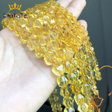 Yellow Quartz Citrine Faceted Stone Beads 15''