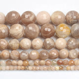 Faceted Sunstone Round Beads 4-14mm 15inch