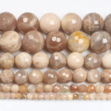 Faceted Sunstone Round Beads 4-14mm 15inch