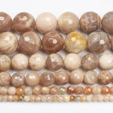 Faceted Sunstone Round Beads 4-14mm 15inch
