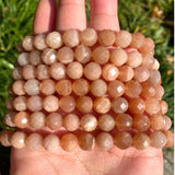 Faceted Sunstone Gemstone Beads 6/8mm 7.5''