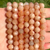 Faceted Sunstone Gemstone Beads 6/8mm 7.5''
