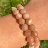 Faceted Sunstone Gemstone Beads 6/8mm 7.5''