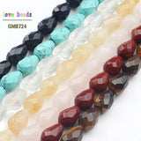 Faceted Tear Drop Stone Beads Aventurine Tiger Eye Red Jaspers 8*10mm 20pcs