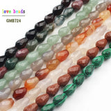 Faceted Tear Drop Stone Beads Aventurine Tiger Eye Red Jaspers 8*10mm 20pcs
