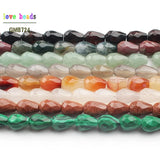 Faceted Tear Drop Stone Beads Aventurine Tiger Eye Red Jaspers 8*10mm 20pcs