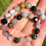 Faceted Tourmaline Round Gemstone Beads 6/8mm 7.5''