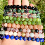 Faceted Tourmaline Round Gemstone Beads 6/8mm 7.5''