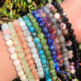 Faceted Tourmaline Round Gemstone Beads 6/8mm 7.5''
