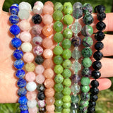 Faceted Tourmaline Round Gemstone Beads 6/8mm 7.5''