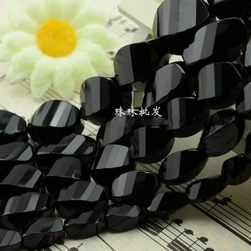 Faceted Twist Olivary Agate Beads 15'' Jewelry Making DIY Trinket