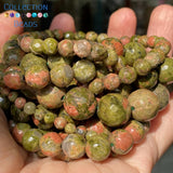 Faceted Unakite Round Beads 4-10 MM for DIY Bracelets