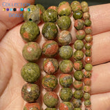 Faceted Unakite Round Beads 4-10 MM for DIY Bracelets