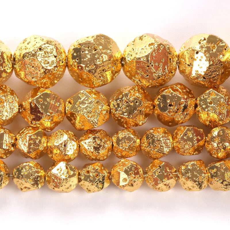 Faceted Volcanic Stone Copper Hematite Beads 6/8/10mm
