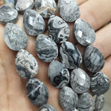 Natural Water Drop Scenery Map Stone Beads 13*18mm