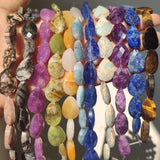 Faceted Water Drop Stone Beads Jades Tiger Eye Howlite 11pcs