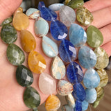 Faceted Water Drop Stone Beads Jades Tiger Eye Howlite 11pcs